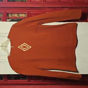 Vintage 60's Period MCM Handmade Burnt Orange Polyester Knit Blouse Medium